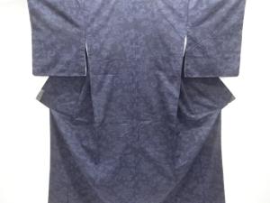 未使用品　花唐草模様織出し手織り紬着物